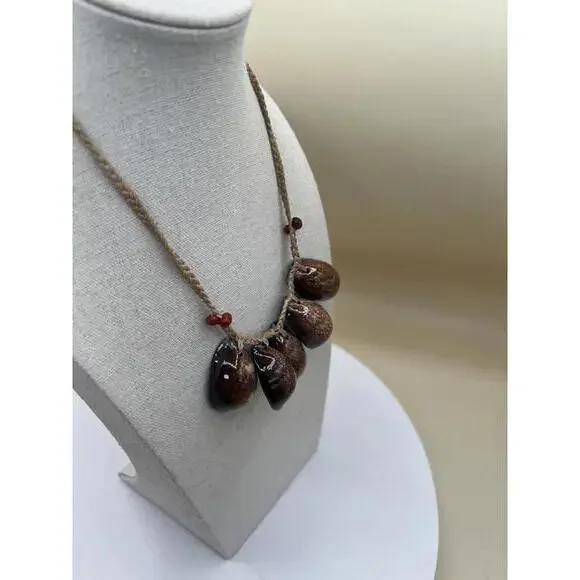 Native American Style Necklace with Brown Shell Pendants N65 - Picture 5 of 10